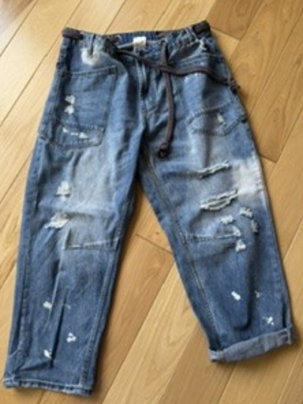 Lu's Distressed Rope Belt Jeans size XL